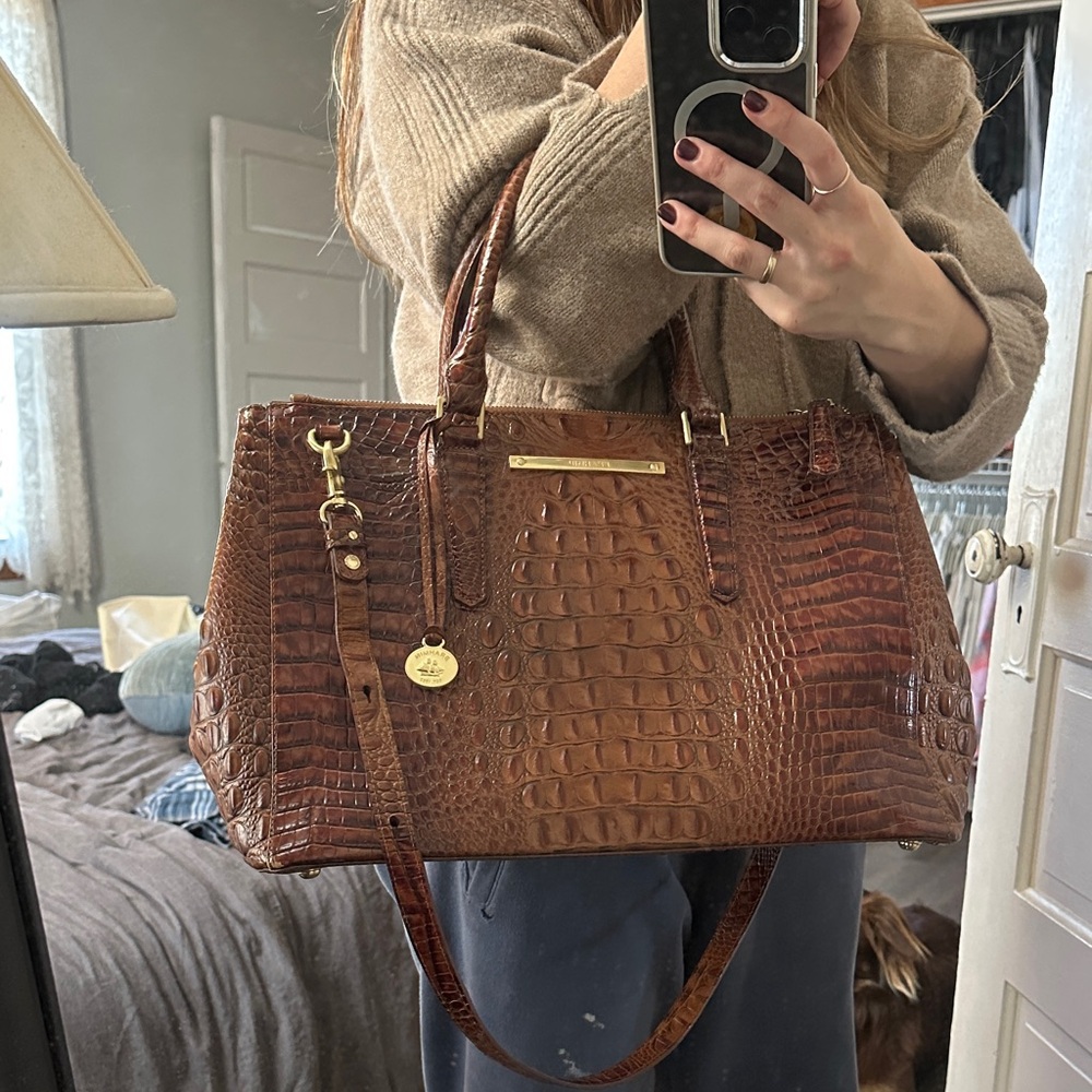 Brown Crocodile-Embossed Brahman Melbourne Tote Bag